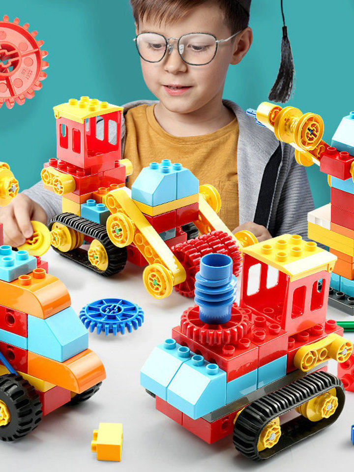 费乐大颗粒机械齿轮积木拼装玩具