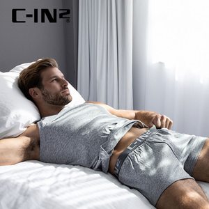 
C-IN2 pure cotton men's simple vest full cotton base sports square collar sweat comfort youth pure black autumn