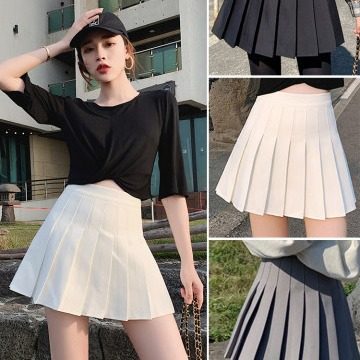 Four season Korean version of safety pants + zipper + button pleated skirt JK uniform skirt versatile skirt short skirt
