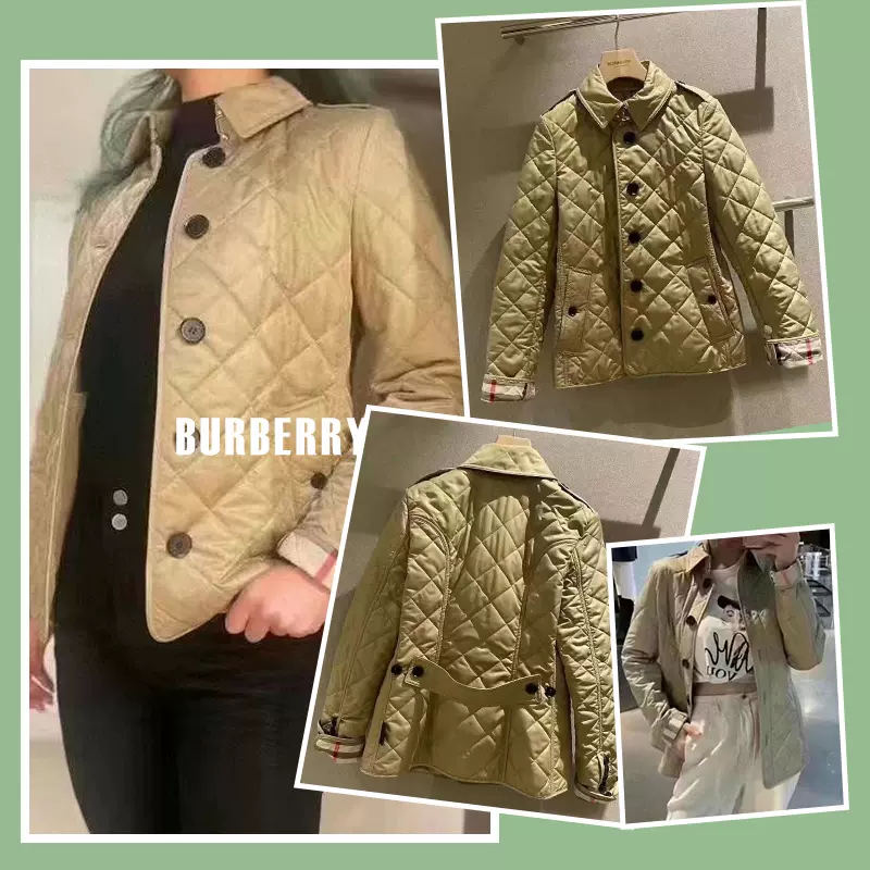 法国代购BURBERRY博柏利女士菱格纹经典款棉服外套-Taobao