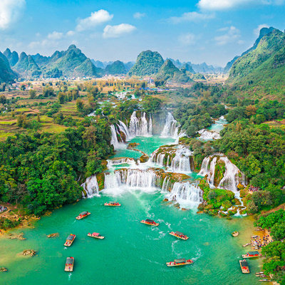 包含机票丨广西南宁崇左旅游4天3晚德天跨国瀑布通灵峡谷明仕田园