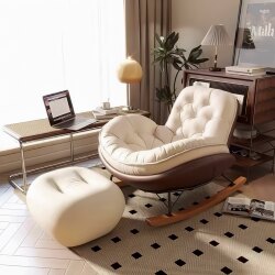 Lazy Sofa Single Rocking Chair Recliner for Adults, Suitable for Lying down and Sleeping, Honeycomb Chair for Balcony Home Use, Trendy Leisure Rocking Chair