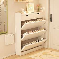 Ultra-Thin Shoe Cabinet for Small Apartments, Extremely Narrow Flip-Top Shoe Cabinet for Home Entrance, Cream-Style Entryway Cabinet, Simple Shoe Rack
