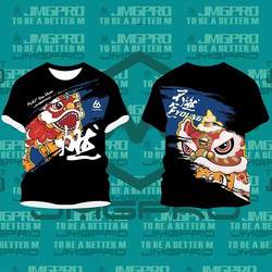 Jmgpro Badminton Clothing Rooster Shirt Men's Round Neck Short Sleeve T-Shirt National Trend Lion Dance Culture Shirt Big Rooster