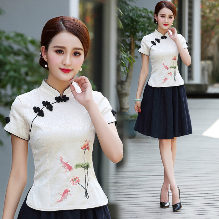 Spring and summer new Tang suit retro improved cheongsam suit Chinese ...