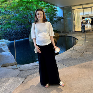 
Maternity wear 2026 new summer suit loose short-sleeved T-shirt top maternity skirt long two-piece set