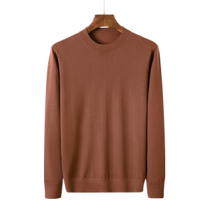 Thin round neck sweater men's essence 100 pure wool loose sweater men's hood sweater men's autumn and winter