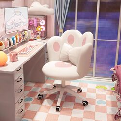 Cute Chair for Girls, Computer Chair for Bedroom and Dormitory, Comfortable, Adjustable, Swivel, Internet-Famous, with Backrest, Dressing Table Makeup Chair