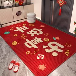 Entrance Door Mat 2025 New Model Year of the Horse Red Door Mat Large Entrance Carpet Special Foot Mat for Home Use Stain-Resistant
