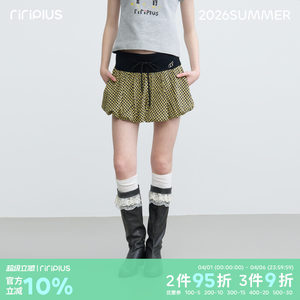 
riverstone plus wings printed girls sports drawstring pants women retro plaid bud skirt