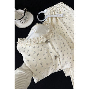 
Internet celebrity style pure cotton lace spring and autumn confinement clothes postpartum maternity maternity nursing pajamas summer thin home clothes
