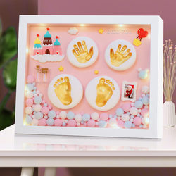 Baby Hand and Foot Print Clay, Hand and Foot Model Plaster Frame, Infant Newborn Hair Keepsake for Full Month or Hundred Days Celebration