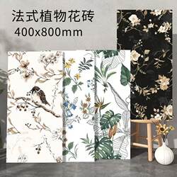 French-Style Floral Wall Tiles, Full Ceramic Soft-Gloss Continuous Pattern Bathroom Background Wall Tiles 400X800, Bathroom Ceramic Wall Tiles