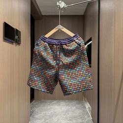 2025 summer woven color block jacquard casual shorts