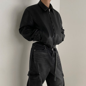 
MRCYC Maillard retro short leather jacket for men's spring loose lapel jacket Korean trendy old leather jacket