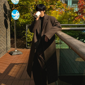 
MRCYC light mature style suit collar mid-length woolen coat men's winter thickened and warm Korean woolen coat