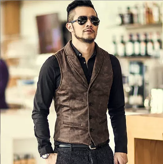 European and American retro western cowboy style vest 马甲男-Taobao