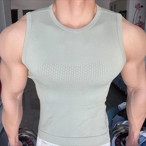 
American summer men's running, cycling and fitness sports sleeveless vest high elastic breathable sweat-free quick-drying short-sleeved vest