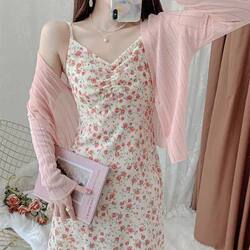 French-Style Super Fairy-Like Floral Spaghetti Strap Dress for Women, Summer Outfit, Age-Reducing, Waist-Slimming, Body-Covering, Slimming, Elegant Dress