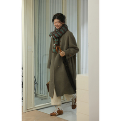 Solighter French Retro All-wool Double-sided Woolen Coat For Women Autumn And Winter New Mid-length Woolen Coat