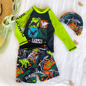 
Children's swimsuits, boys' swimming trunks, split long sleeves, sun protection, quick-drying dinosaurs, medium-sized, big boys, baby warm swimsuits