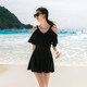 2025 new one-piece swimsuit for women in hot spring, high-end, slightly fat, covering the flesh, looking slim, conservative steel support, gathering at the beach for swimming