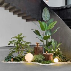 Large Artificial Green Plant Landscaping Combination Indoor Landscape Trendy Camping Style Decoration Scene Arrangement Fake Plants Coconut Tree