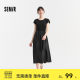 Senma dress female round collar long skirt temperament fashion 2024 summer new versatile stitching skirt elegant