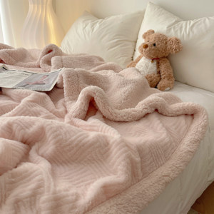 
Simple jacquard rabbit plush thickened autumn and winter lamb velvet blanket casual blanket student coral velvet shawl sofa cover blanket