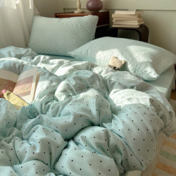 ins Ice Silk Bedding Four-Piece Set 2026 New Summer Cool and Silky Naked Sleep Bed Sheet Duvet Cover Dormitory Three-Piece Set 4