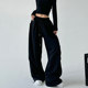 Black hoodies for women 2025 spring and autumn ties hipphop work clothes wide-leg casual pants straight loose American sports pants