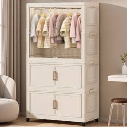 Baby Simple Wardrobe, Household Children's Clothing Storage Cabinet, No-Installation Required, Multi-Layer Organizer Cabinet, Baby Closet Storage Cabinet