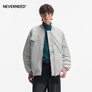 
NEVERNEED thickened baseball collar cotton coat men's winter American fashion brand loose bomber couple cotton coat