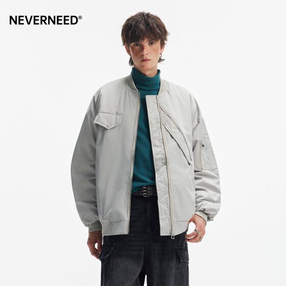 
NEVERNEED thickened baseball collar cotton coat men's winter American fashion brand loose bomber couple cotton coat