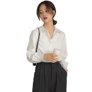 
Professional formal wear long-sleeved small white shirt women's design workwear commuting autumn and winter velvet shirt top
