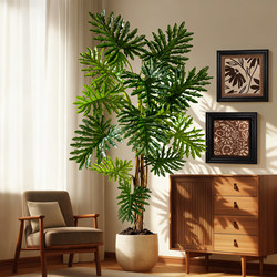 Artificial Monstera Plant, High-End Luxury Fake Tree Plant for Landscaping and Decoration, Indoor Living Room, Antique Style Large Potted Plant
