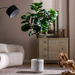 Ficus Lyrata Artificial Green Plant, High-End Light Luxury Fake Tree, Bionic Green Plant for Indoor Living Room, Shop Landscaping, Floor-Standing Decoration