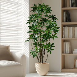 Artificial Money Tree Green Plant for Living Room, Indoor Office, High-End Light Luxury Faux Tree, Floor-Standing Plant Landscaping