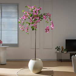 Simulated Plant Bougainvillea Artificial Flower Tree Floor-Standing Potted Plant Large Artificial Tree High-End Bionic Green Plant Ornament Living Room Decoration