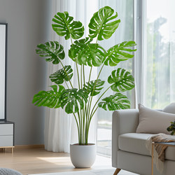 High-End Bionic Monstera Artificial Green Plant Indoor Large Fake Flower Tree Fake Tree Plant Living Room Floor-Standing Decorative Ornament