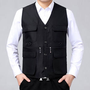 Spring and autumn Mid -Elderly vest men's pure cotton fish fishing vest large -size multi -pockets multi -pocket shoulder thin horse clip wears dad outside