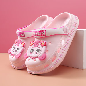 Girls' hole shoes children's slippers summer new style girls' sandals baby beach shoes cartoon non-slip soft sole sandals