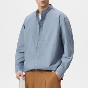 
Fengshe Men's Wear/Old Money Style Linen Long Sleeve Shirt Men's Spring and Autumn American Loose Simple Light Luxurious Casual Shirt