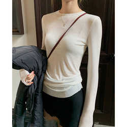 Tencel Wool Round Neck Base Shirt for Women, Long-Sleeved T-Shirt, New Autumn Top, Skin-Friendly Basic Style