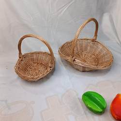 Wicker Basket for Picking Strawberries, Fruit Picking Basket for Children and Students, Rattan Basket, Woven Orchard Basket for Blueberries and Grapes