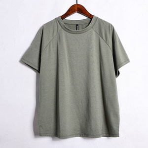 
2026 Spring and Summer New Fashion Round Neck Pullover Drop Shoulder Sleeves Loose Slim Casual Sports Short Sleeve T-shirt Trend