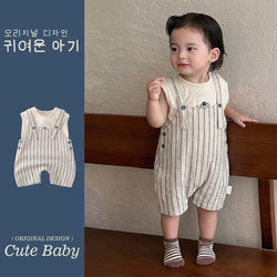 Baby Clothes, Summer Jumpsuits, Baby Boy Summer Overalls, Vest Two-Piece Set, One-Year-Old Boy's Outdoor Clothing