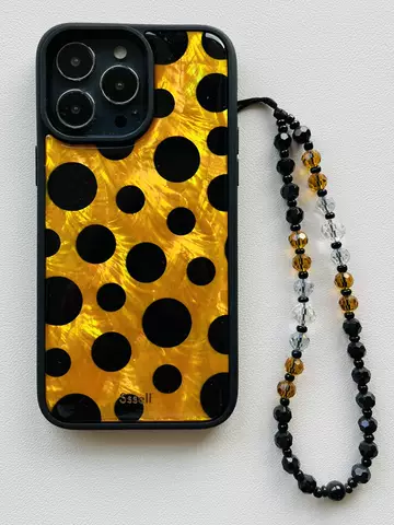 Ssself Phone Cases Covers For Girls Yellow  Golden Polkadots + Lanyard Strap Wrist High Quality Premium iPhone 15, iPhone 14, iPhone 13, iPhone 12, iPhone 11