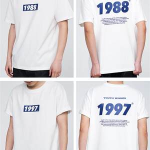 
1980-2000 digital printed pure cotton clothes for men and women, same style couple short loose casual T-shirt half-sleeved summer