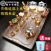Khay trà đầy nước hoàn toàn tự động Bộ ấm trà thủy tinh gia dụng Bộ hoàn chỉnh Bàn trà gỗ nguyên khối Bếp văn phòng pha trà Bếp từ